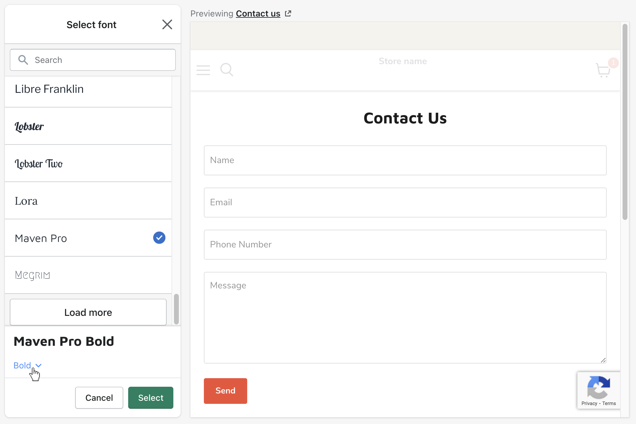 selecting_maven_font_style_for_page_headings.png