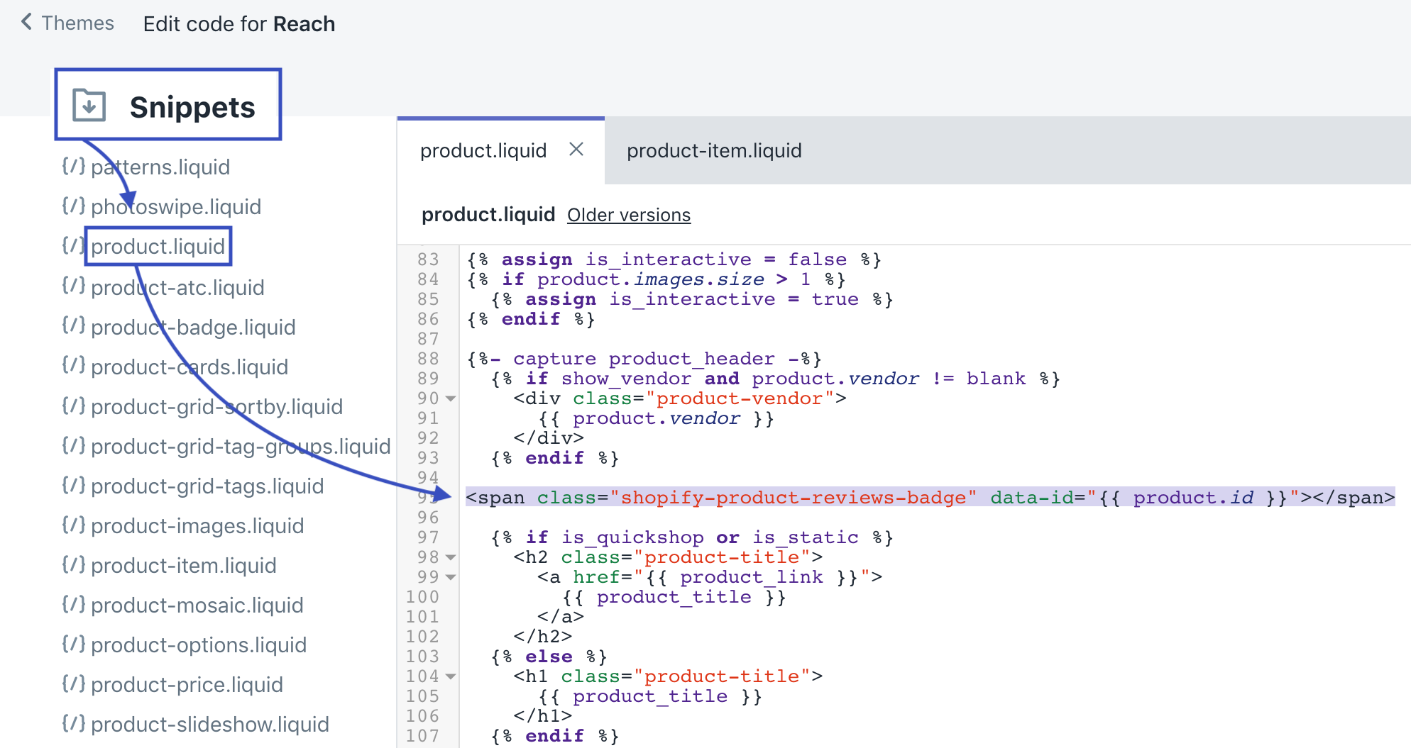 Add_reviews_badge_to_product_liquid_file_in_Reach.png