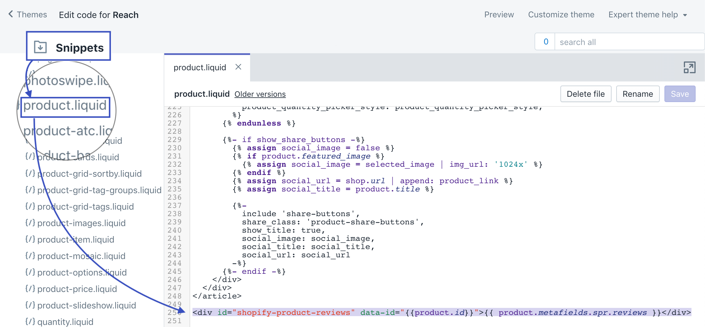 Add_reviews_code_to_end_of_product_snippet_file.png