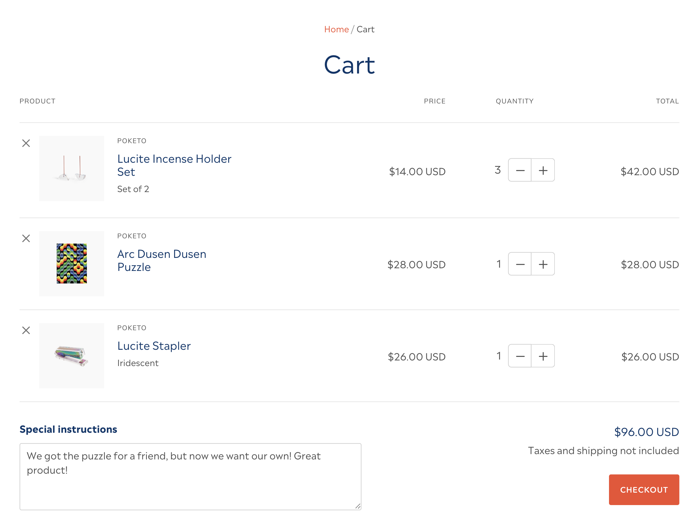 Ordering a Cart