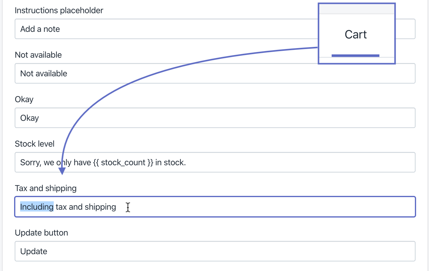 Open_cart_tab_to_access_text_fields_for_cart_page.png