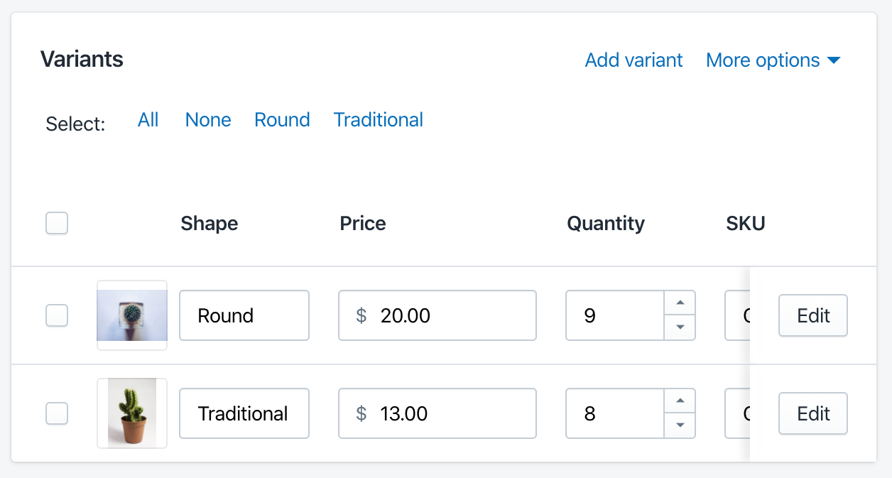 Variant Option Product Options - Variant Option Product Options