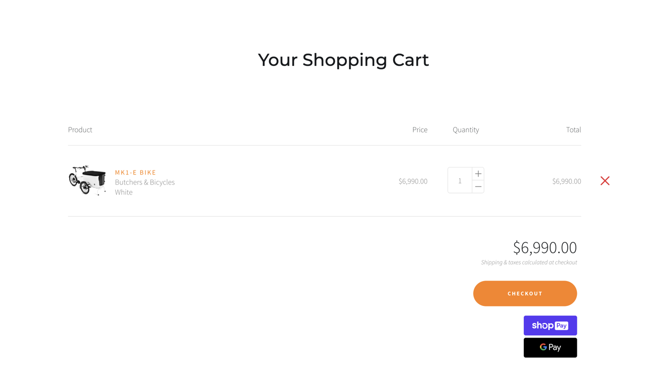 Cart page template – Pixel Union