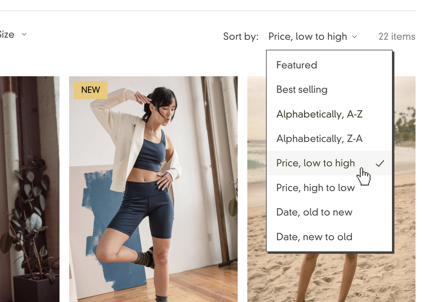 selecting sorting options using dropdown on collection page.png